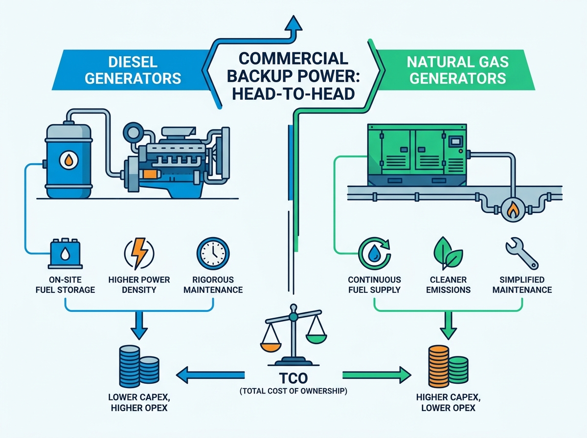 Gerador de energia comercial de reserva para instala&ccedil;&otilde;es industriais