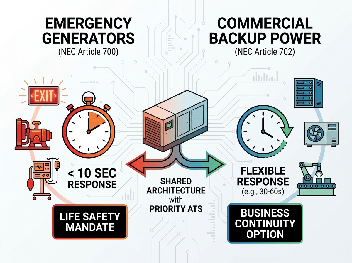 Instala&ccedil;&atilde;o e arquitetura de gerador de energia comercial de backup